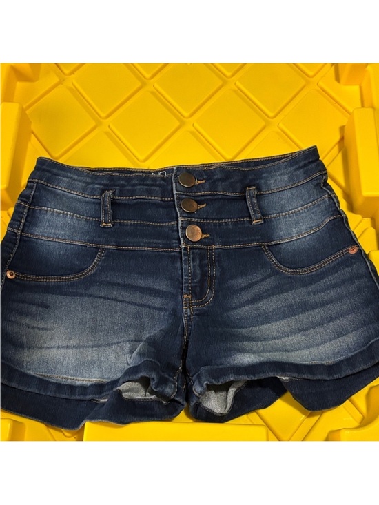 NOBO Pants - NOBO Dark Blue High Waist Triple-Button Denim Shorts